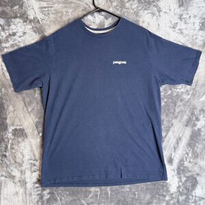 Patagonia Blue Short Sleeve T-Shirt P-6 Responsibiili-T Size Large Regular Fit